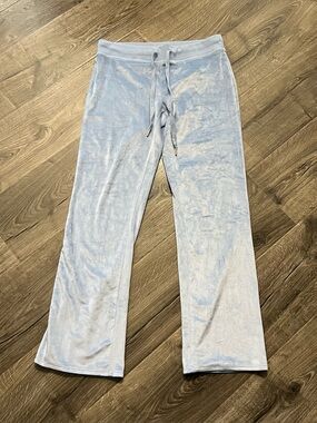Aerie Women's Real Good Soft Blue Velour Track Pants Size Medium Drawstring